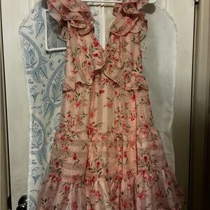 Trixxi Pink Floral Ruffle Dress